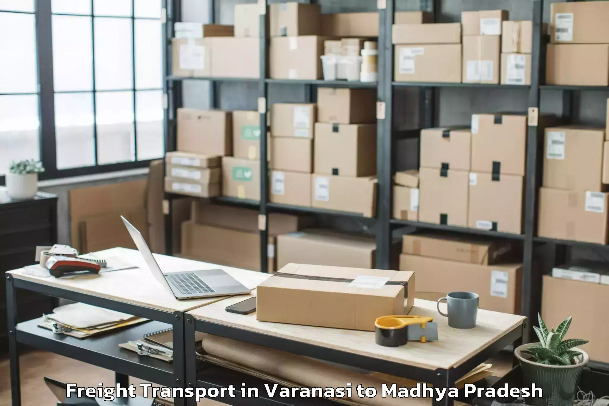 Reliable Varanasi to Kailaras Freight Transport